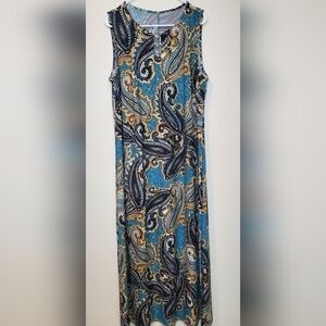 3/$18 Elegant Paisley Maxi Dress in Turquoise Gold Black Blues✨️✨️✨️